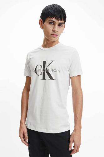 Calvin Klein ανδρικό T-shirt με monogram print Slim Fit - J30J320935 Λευκό